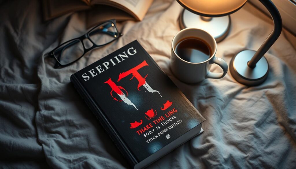 IT by Stephen King book with reading glasses and coffee