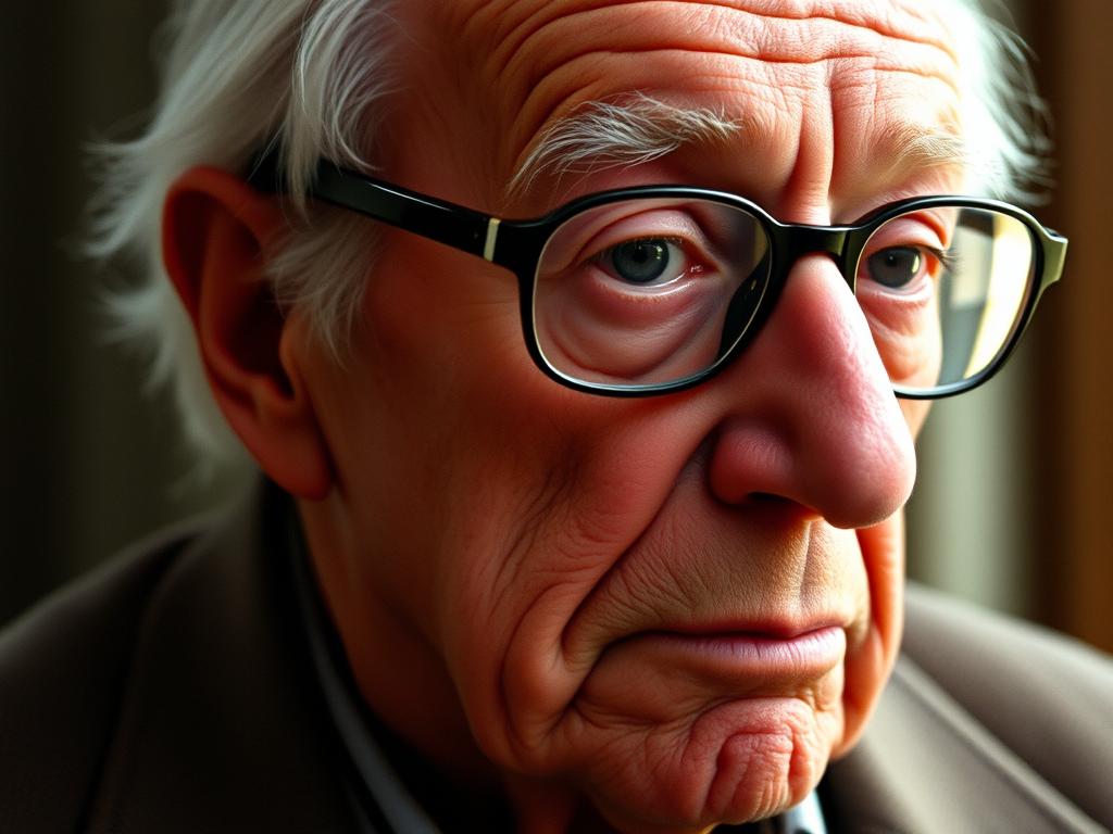 Jean Paul Sartre in his later years, looking contemplative Jean Paul Sartre in his later years, looking contemplative