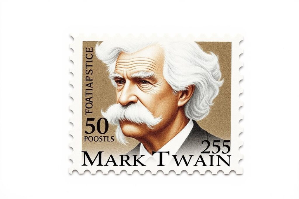 Mark Twain commemorative stamp issued by the US Postal Service Mark Twain commemorative stamp issued by the US Postal Service