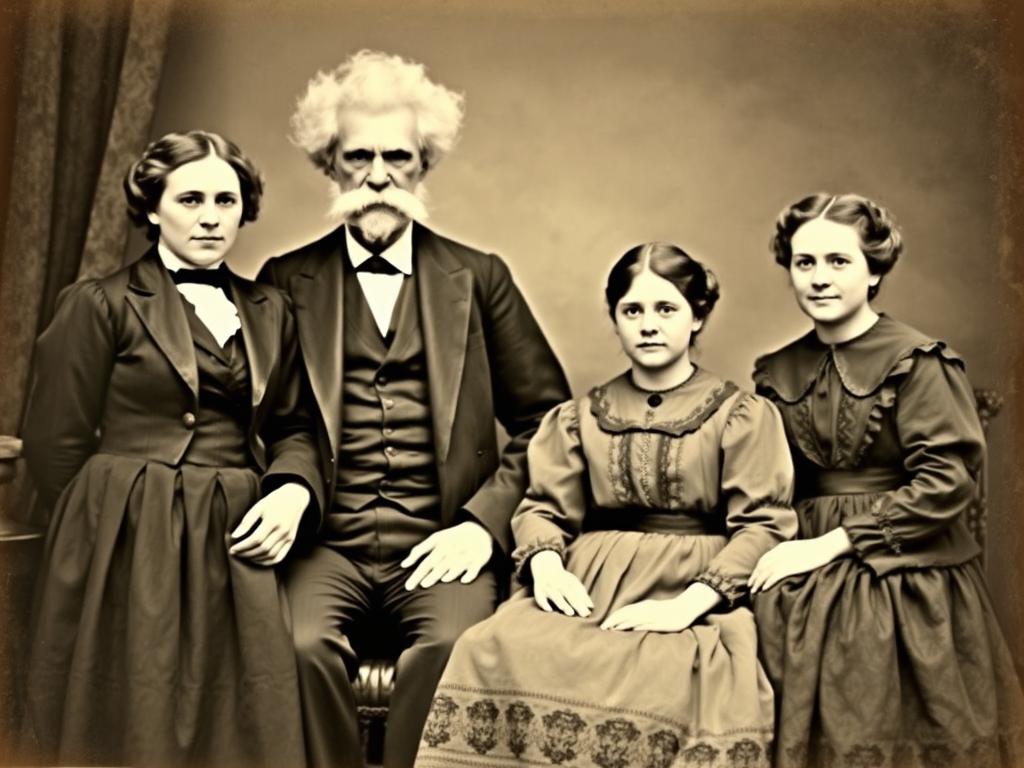 Mark Twain with his wife Olivia and their daughters Mark Twain with his wife Olivia and their daughters