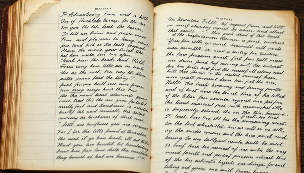 Mark Twain's handwritten manuscript page from Adventures of Huckleberry Finn Mark Twain's handwritten manuscript page from Adventures of Huckleberry Finn