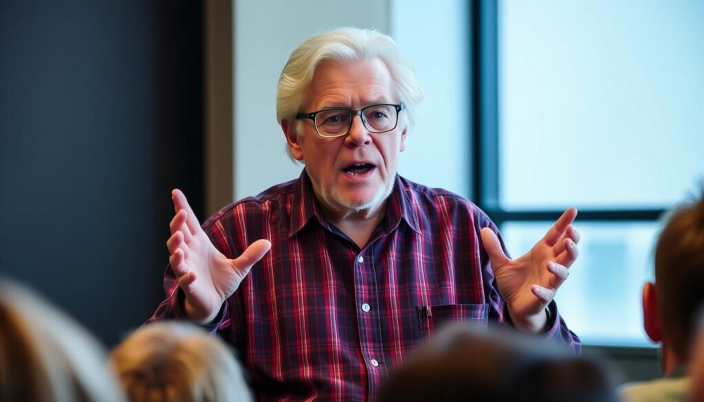 Stephen King speaking at writing workshop