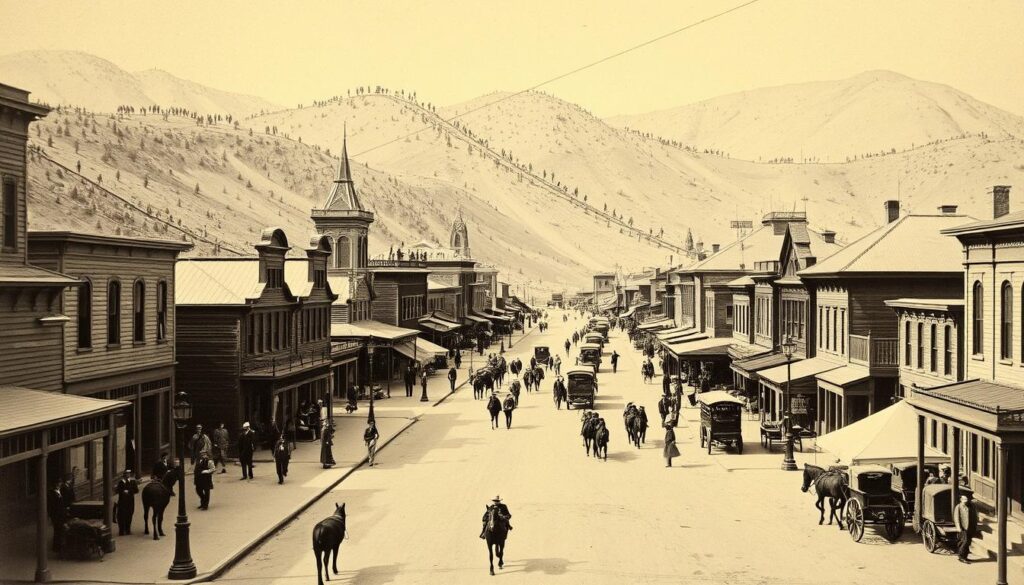 Virginia City, Nevada in the 1860s during the silver mining boom Virginia City, Nevada in the 1860s during the silver mining boom